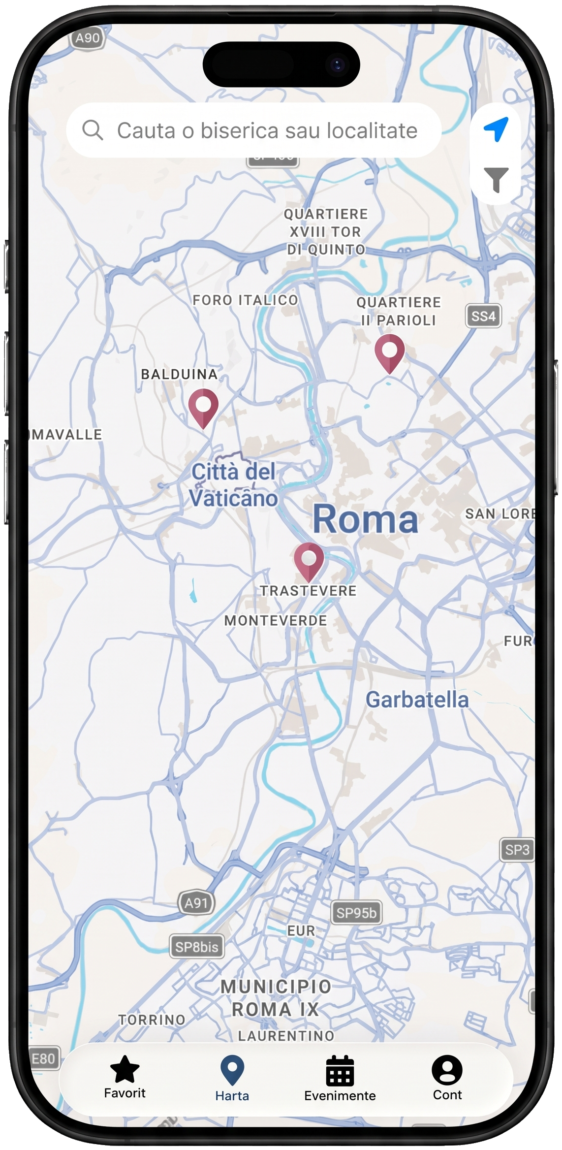 ChurchMaps application screen 1